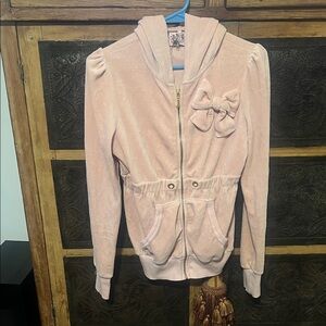Juicy Couture Blush Pink Velour Jacket with Bow Detail